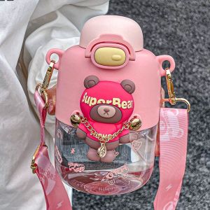 ขวดน้ำเด็ก กระบอกน้ำพลาสติก ขนาด550มล. ขวดน้ำมีสายสะพาย มีหลอด สำหรับเด็กผู้หญิงงและผู้ชาย กระบอกน้ำเด็กน่ารัก