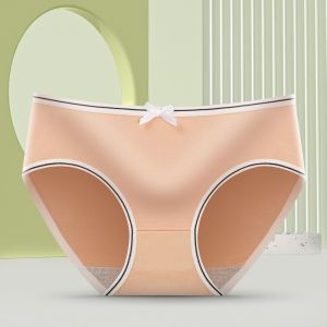 OK Bra Women Fashion Color Simple Mid-Waist Panties Healthy Antibacterial Briefs Soft Elastic Underwear