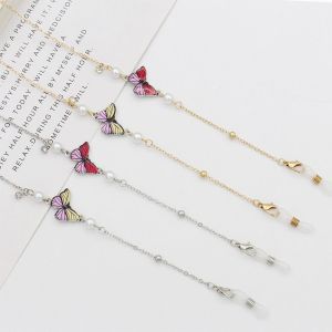 MAKERVY Ngọc trai Dây đeo kính đọc sách loại Bướm Dây đeo kính râm Di động Chống trơn trượt Dây đeo kính Phụ nữ