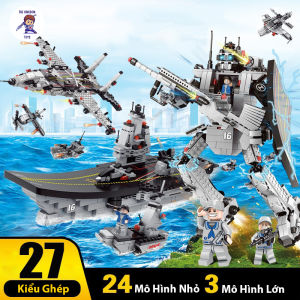 Đồ Chơi Lắp Ráp Tàu Chiến Hạm 6in1 Robot / Máy Bay / Xe Tăng / Cảnh Sát - 1560 Mảnh Kích Thước Lớn