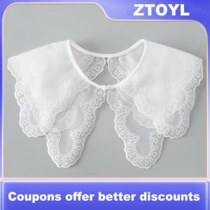 【ZTOYL】 Women Collar Shawl Detachable Blouse Decoration Lace Romantic Flower Embroidery Multi-layer False Collar Shirt Collar