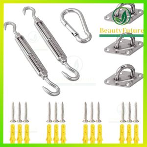 Shade Sail Hardware Kit 304 Stainless Steel Hardware Kit for Square/Rectangle/Triangle Sun Shade Sails Mounting Hanging Installation for Outdoor Pool Backyard Patio Lawn & Garden