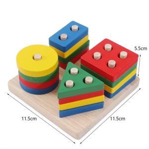 Puzzle Toys - Educational Wooden Puzzles for Kids | Shape & Color Sorting Stacking Blocks