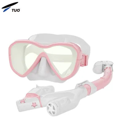 Bộ kính lặn ống thở POPO TUO với 2 van ngăn nước 100% mắt kính cường lực cho bé từ 6 tuổi