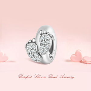 BAMOER Hạt Charm Chân Trần Bằng Bạc Sterling 925 Màu Hồng Zircon Ái Lực Mẹ Con Cho Vòng Tay Nữ Quà Tặng Ngày Của Mẹ Tự Làm BSC685