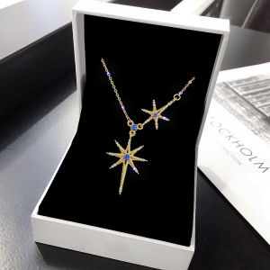 GL 18K GOLD Titanium steel Fashion Design Eight star angles Zircon shining Necklace N8027