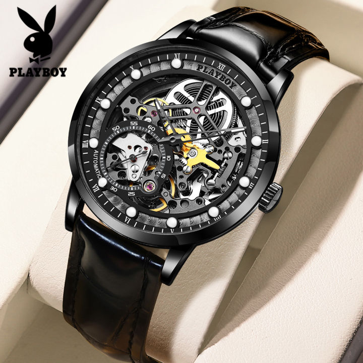 PLAYBOY Double Sided See Through Hollow Automatic Mechanical Watch