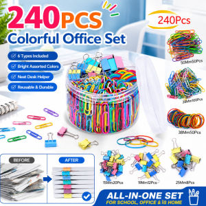 Colorful Binder Clips Black Document Clips Stationery Set With Rubber Bands Multipurpose Paper Clips For School And Office Supplies
