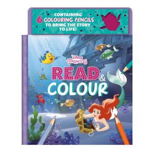 Disney Princess Ariel Read & Colour Book For Kids with 6 colouring pencils & Story Book