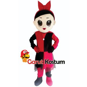 Kostum maskot badut karakter lol merah dan hitam setelan dewasa lucu