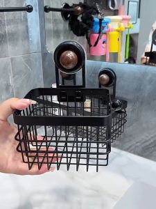 Bathroom Suction Cup Storage Basket Wall Mount Shower Rack Waterproof No Drilling Cosmetics Shelf Rak Dinding