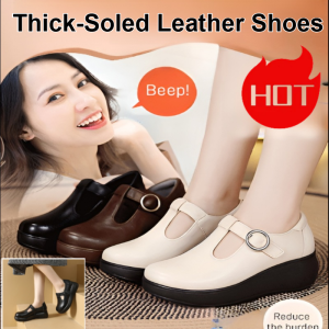 Women Black Leather Shoes Comfortable Soft Bottom Shoes Fashion Versatile Korean Style Leather Shoes