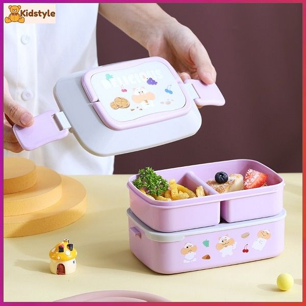KidStyle 850ml Portable Lunch Box For Girls School Kids Plastic Picnic