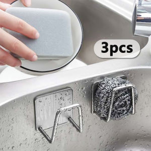 5PCS Sponges Rack Self Adhesive Wall Hook Stainless Steel Sink Sponges Drain Holder Storage Organizer