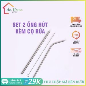 [SẴN HÀNG][SET 3 MÓN] Bộ 2 Ống Hút Inox 304 Kèm Cọ Rửa - Bộ Ống Hút Inox Kèm Cọ Rửa Tiện Lợi Giá Rẻ