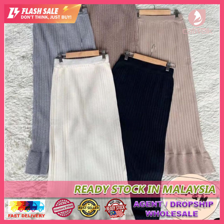 Cat walk】Ready Stock Pencil Women's Knitted Skirt Mermaid Pencil