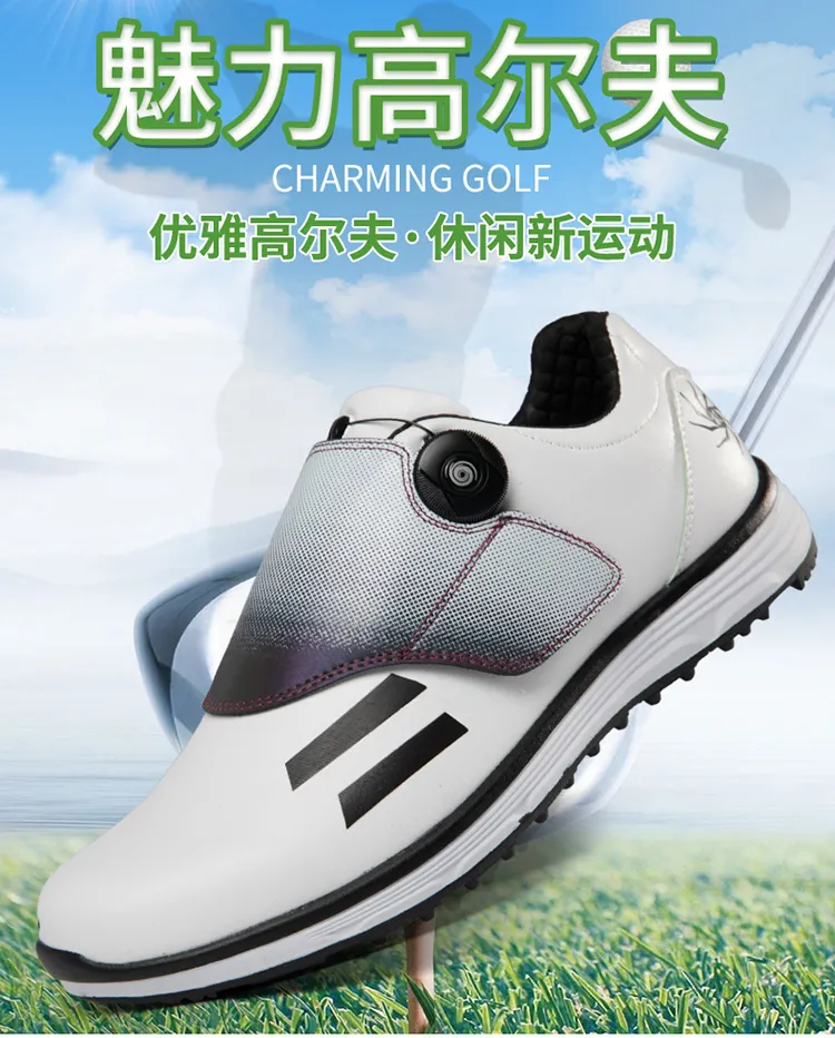 HUACHUANG NEW Golf Shoes for Men Buckle Spin Button Breathable Shoes  Waterproof Non-slip and Wear-resistant Mens Training Sneakers Golf Shoes  Professional Competition Shoes Comfortable and soft Golf Shoes for Men