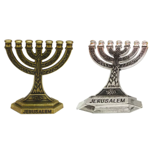 Traditional Menorah 7 Branch Jewish Holder 12 Tribes of Israel Jerusalem Temple Candlestick Home Desktop Ornament