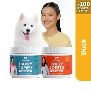 Dr Shiba Happy Tummy & Jolly Joints Double Delight Healthy Dog Treats Supplement Snacks for Pets with Dog probiotics Dog Multivitamins Appetite Booster for Dogs: Dog Food For Digestive Health and Joint Support