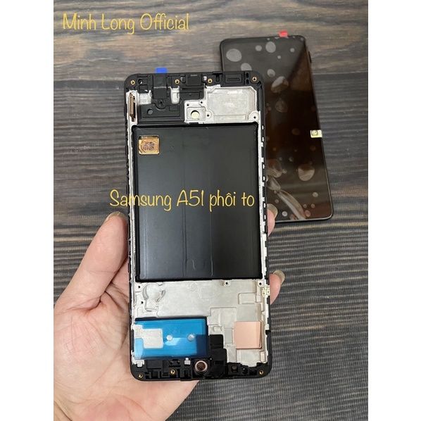 Thay màn hình samsung A51 OLED liền khung phôi to như màn zin tặng cường lực và keo 15ml