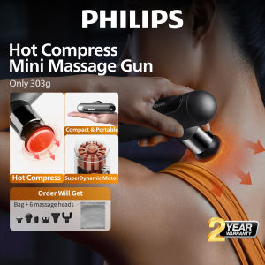 【Hot Sale】Philips Mini Massage Gun 筋膜枪 with Soothing Heating for Muscle Percussion Deep Tissues Muscle Massager 5 Levels of Intensity