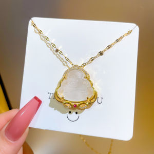 Geely Jade Buddha Pendant Zircon Necklace Female Maitreya Buddha Clavicle Necklace Fast Hand Live Supply