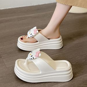 [Free Shipping] KT Cat Flip-Flops For Women Thick-Soled Platform Wedge Sandals WomenS Summer Slippers Height-Increasing Chain Sandals