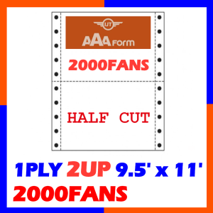 BIG BOX 1ply 2up Half Page 1 PLY Computer Form 2000 FANS / Single page Dot Matrix Printer Paper / Computer Paper Single Ply