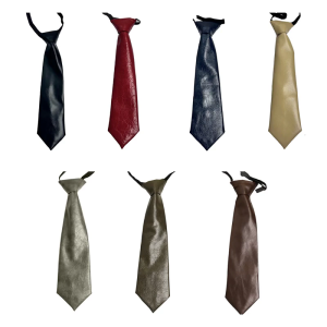 Phụ nữ học sinh phong cách học đường có thể điều chỉnh Pre tied Tie cổ điển giả da màu trơn Cà Vạt cà vạt áo sơ mi quan hệ cổ áo