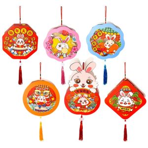 DIY Projection CNY Lantern Handmade Chinese New Year Creative Rabbit Lighting Portable Light Hanging Lighting Decoration Lanterns Kids DIY Educational Toys