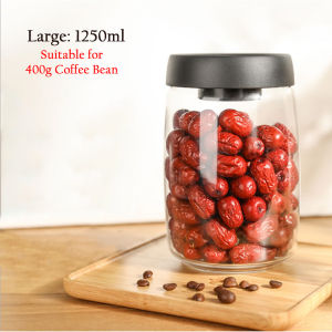 FuHouse Airtight Glass Canister for Coffee Bean Powder Food Storage Borosilicate Glass Air Extraction Vacuum Sealed Jar Container