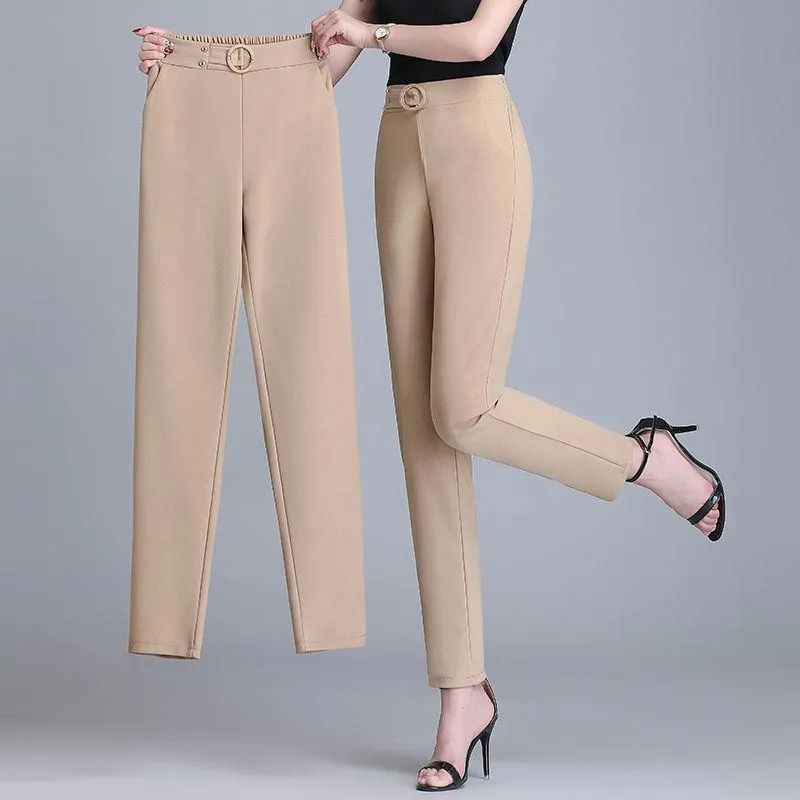 S-4XL Women Pants Suit Office Lady Spring Summer Autumn Fashion Casual  Formal Slim Straight Pencil Pants Plus Size Black Khaki White Blue