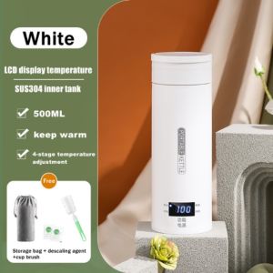 [UK PLUG] 550ML Stainless Portable Travel Mini Electric Kettle Fast Boiling Multifunctional Temperature Control Thermal Cup for Coffee Porridge Milk Tea SY-618