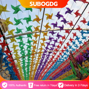 100pcs + 30M Wire Rope + Fitting Waterproof Resistance Damage Plastic Windmill Toys Garden Lawn Party Decor Toy Gift for Kids 【Original+24hours delivery】