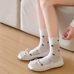 🧦KAK SHOPZ🧦ถุงเท้าแฟชั่นสำหรับผู้หญิง บาง หน้าร้อน ถุงเท้าลายโบว์ ใส่สบาย ระบายอากาศได้ดี ราคาส่ง