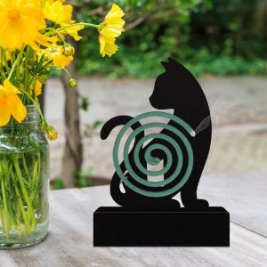 ZGNAY MALL Iron Cat Mosquito Coil Holder Portable Minimalist Incense Burner Multi-functional Animal Shaped Mosquito Incense Stand Home Decor