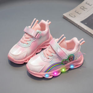 Led kids shoes else princess light up sneakers for kids girls velcro Led casual shoes for kids size 25-35