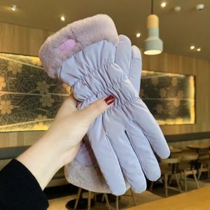 Hot Sale Ski Gloves Women Winter Fleece Thickened Warm Plush Cotton Waterproof Touch-Screen Gloves for Outdoor Riding Mountaineering