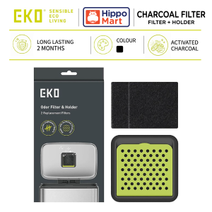 EKO Activated Charcoal Odour Filter Kit | EK8182 | 2-Pack | Strong Odour Absorber | Deodoriser | Filter Case | Trash Cans