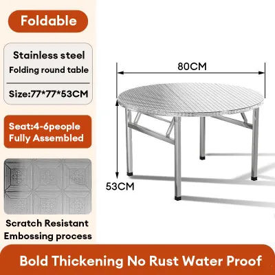 LALA-Folding Table Stainless Steel Outdoor Picnic Barbecue Portable Dining Table Jadual Folding Besi Tidak Bersih Meja Makan Boleh Dibawa Luar 不锈钢折叠餐桌