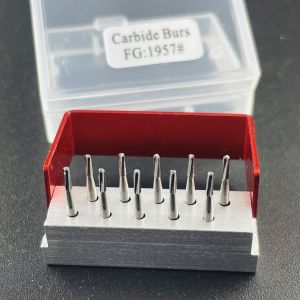 10pcs Dental High Speed Tungsten Steel Crown Metal Cutting Drill Bur FG 1957/FG 1958
