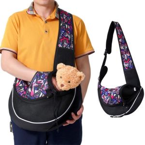 OUTOPEN Comfortable Pet Dog Carrying Bag Breathable Portable Cat Sling Carrier Pack Chest Backpacks Adjustable Shoulder Crossbody Bag Outdoor Travel