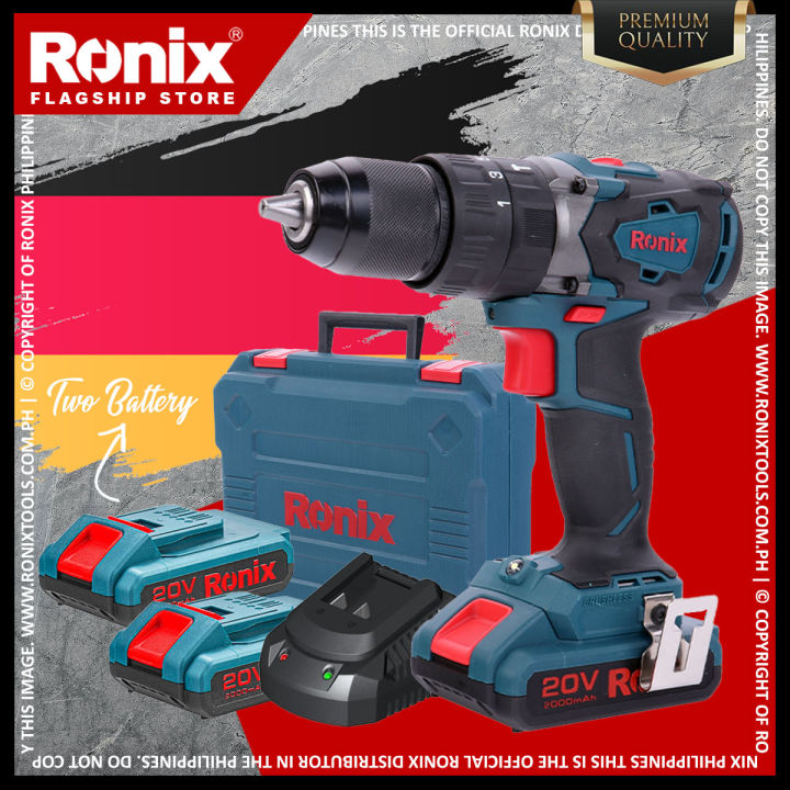 New Arrival! 🇩🇪 Ronix 8905k Premium Quality (2pcs Battery) Cordless  Hammer Drill Brushless 20V kit BMC Case 13mm