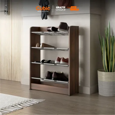 Cubic Rak Sepatu Modern Minimalis / Rak Sepatu 4 Tingkat / GENIO LSO 60 - Motif Kayu