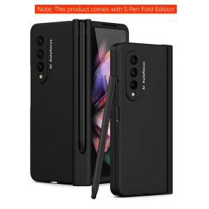 【🔥SG SELLER🔥】RICHMENTGADGET Luxury Phone Case with S Pen Slot Holder for Samsung Z Fold 5 Fold5 Fold 4 FOLD 3 5G Hinge Case with Front Tempered Glass Screen Protector