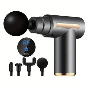 Portable Fascial Massage Electric Percussion Massager Body Relaxation With LED Touch Screen 4Replaceable Massage Head