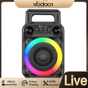 【Vodool】 Mini Bluetooth Portable Speaker with Microphone RGB Lights for Karaoke and Outdoor Adventures