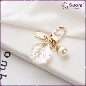 Suomi Cute Pearl Shell Keychain For Girl Creative Small Gifts Ins Metal Jewelry Pearl Pendant Ladies Fashion Accessories