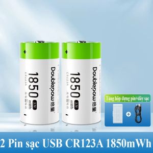 Pin sạc USB 3.7V CR123A 500mAh dùng cho máy ảnh máy đo khoảng cách gậy chơi gold ống nhòm chính hãng Doublepow