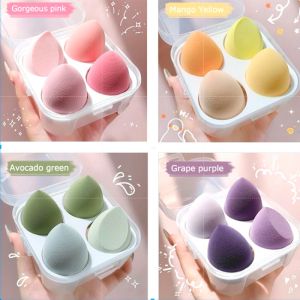 【Pretty Sakura】4 Pcs/Set Beauty Egg Makeup Blender Cosmetic Puff Makeup Sponge with Storage Box Foundation Powder Sponge Beauty Tool